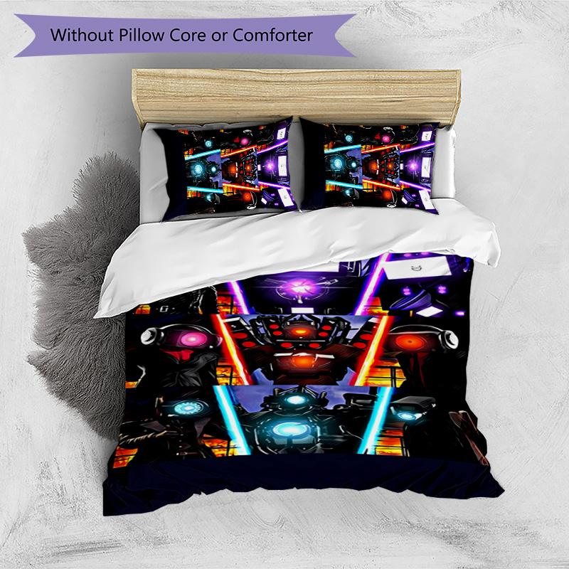 skibidi toilet Printed 3PCS Bedding Set Soft Breathable Duvet Cover Pillowcases Set Washable Bedroom Decor Home Gift