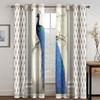 Beautiful Blue Golden Peacock Animal Window Curtains Blinds For Living Room Kids Bedroom Bathroom Kicthen Door Home Decor2Pcs