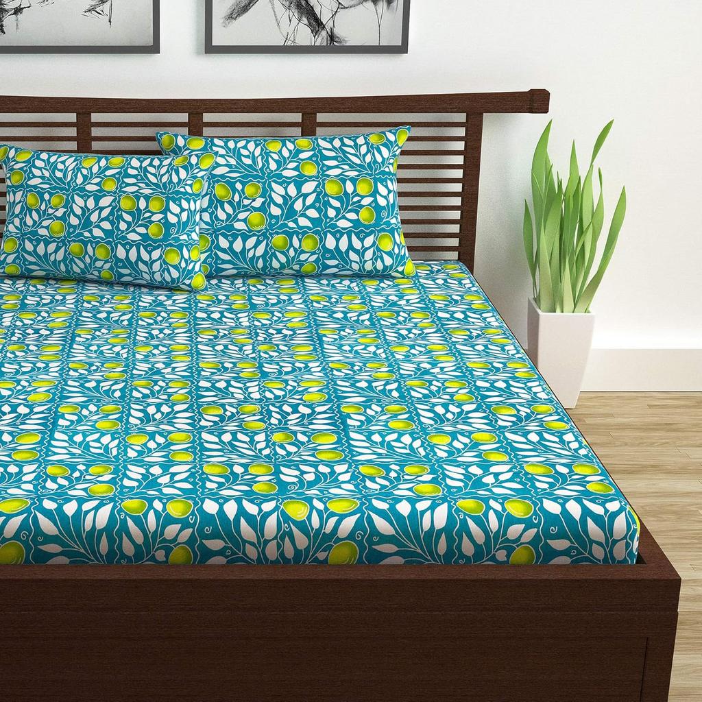 Cotton Double Bedsheet with 2 Pillow Covers | Soft Breathable Wrinkle Free Bedsheet for Double Bed | Printed Bed Sheet Set for Bedroom
