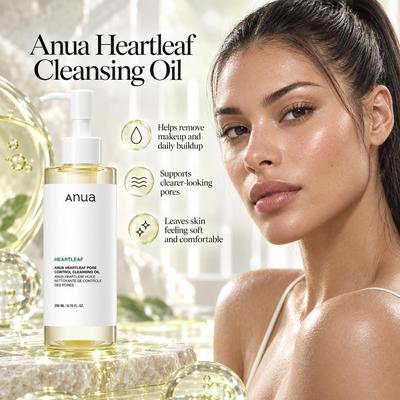 Heartleaf Pore Control Cleansing Oil 200 ml, má hypoalergenní texturu, redukuje černé tečky jediným použitím, účinný pro zklidnění pokožky