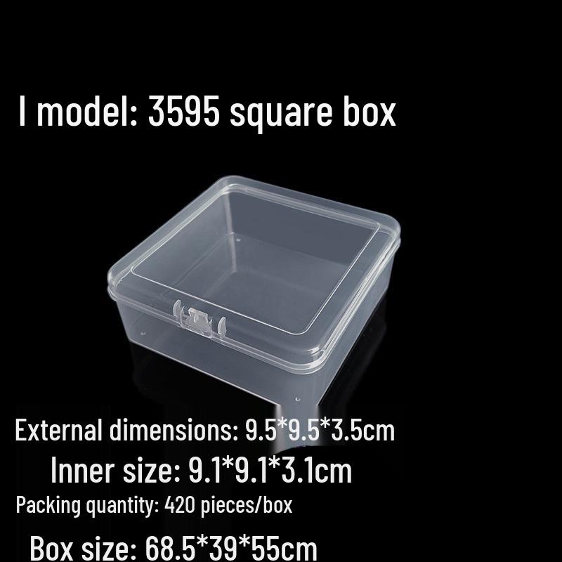 Square Transparent PP Plastic Storage Box for Electronics and Earbuds