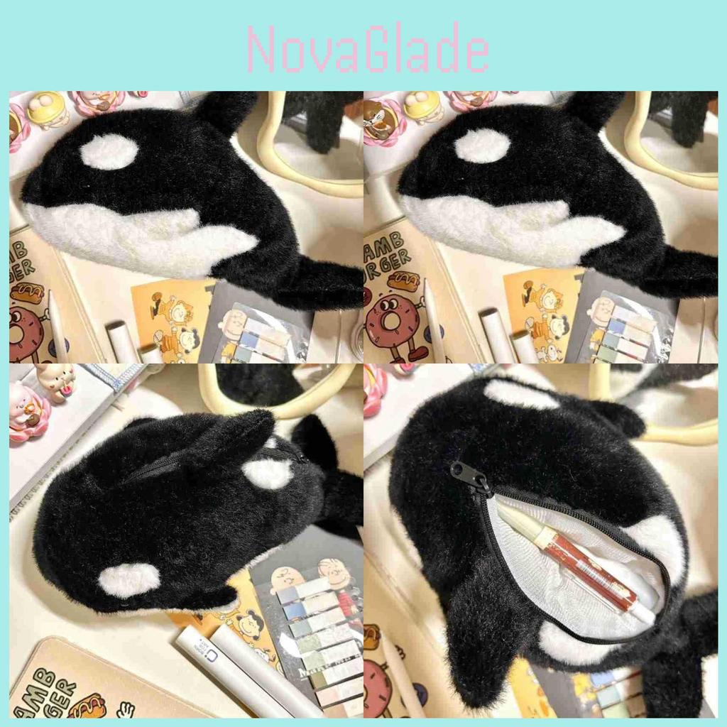 Orcinus Orca Plush Pencil Case For Students With Large Capacity And Cute Design