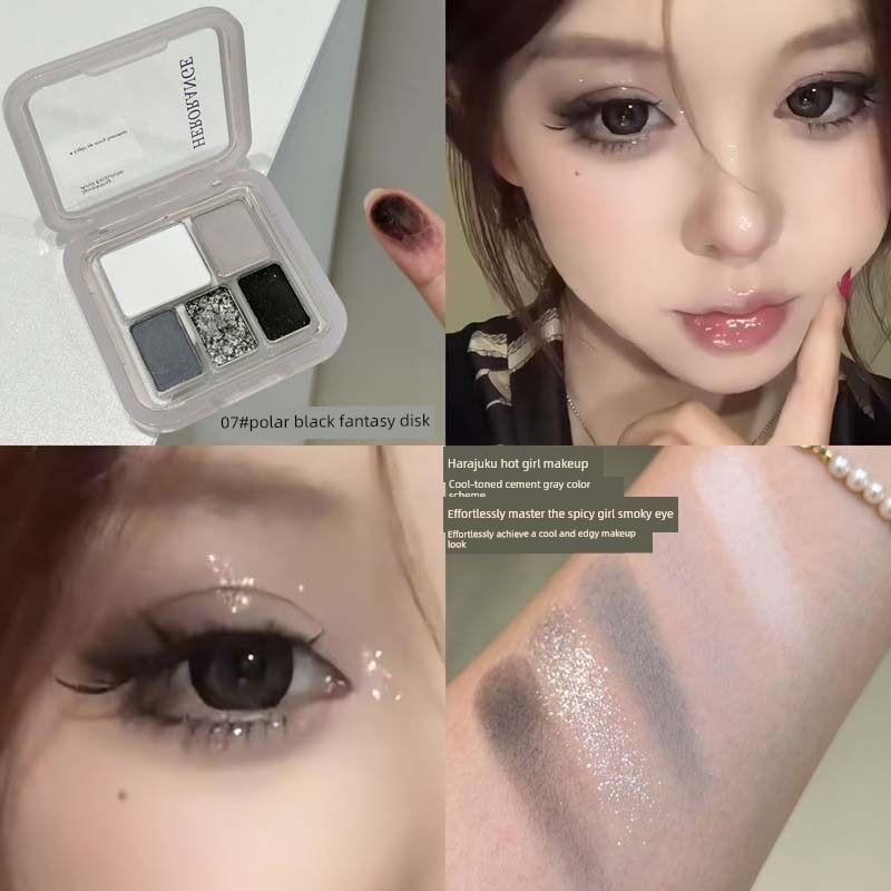 Dreamcore Blue Black Smokey! Cloud Veil Eyeshadow Palette with Five Colors, Matte Ice Blue Smokey Earth Tones, Portable and Affordable