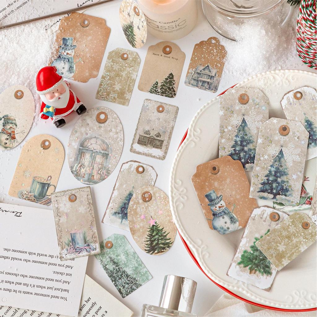 Christmas Gift Mixed Label Tag Sticker Pack Diy Handmade Material Handbook Writing Paper Decorative Sticker Notes Scrapbook