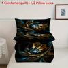 3D Abstract Art Comforter Set with Pillowcases - Soft Sanded Polyester Machine Washable Digital Print Bedding Set