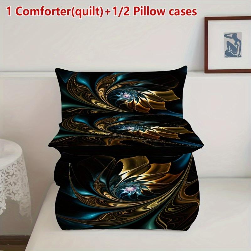 3D Abstract Art Comforter Set with Pillowcases - Soft Sanded Polyester Machine Washable Digital Print Bedding Set