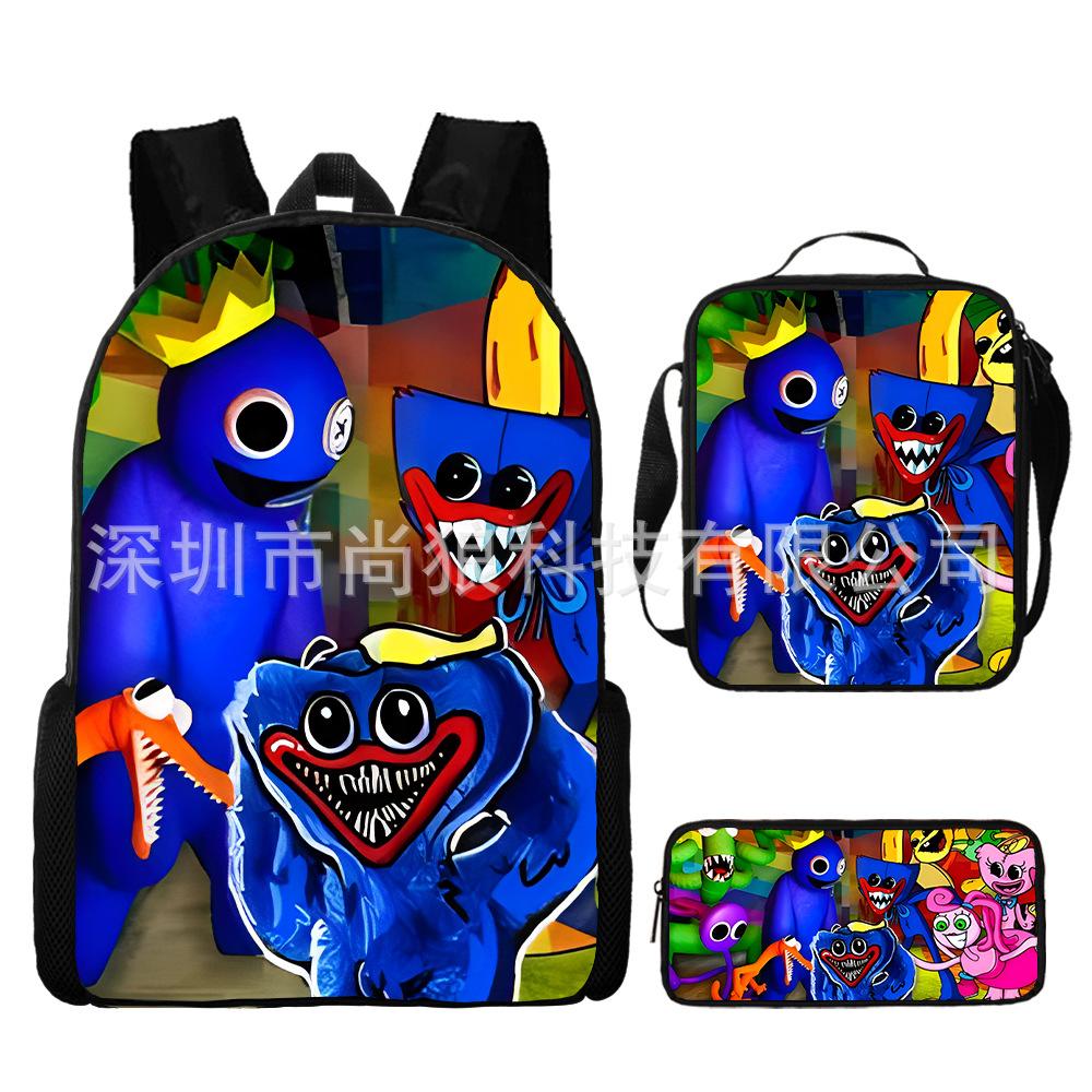 Rainbow Friends Rainbow Friends Student School Bag Digital Printed Oxford Cloth Backpack Satchel Pencil Case Three-piece set