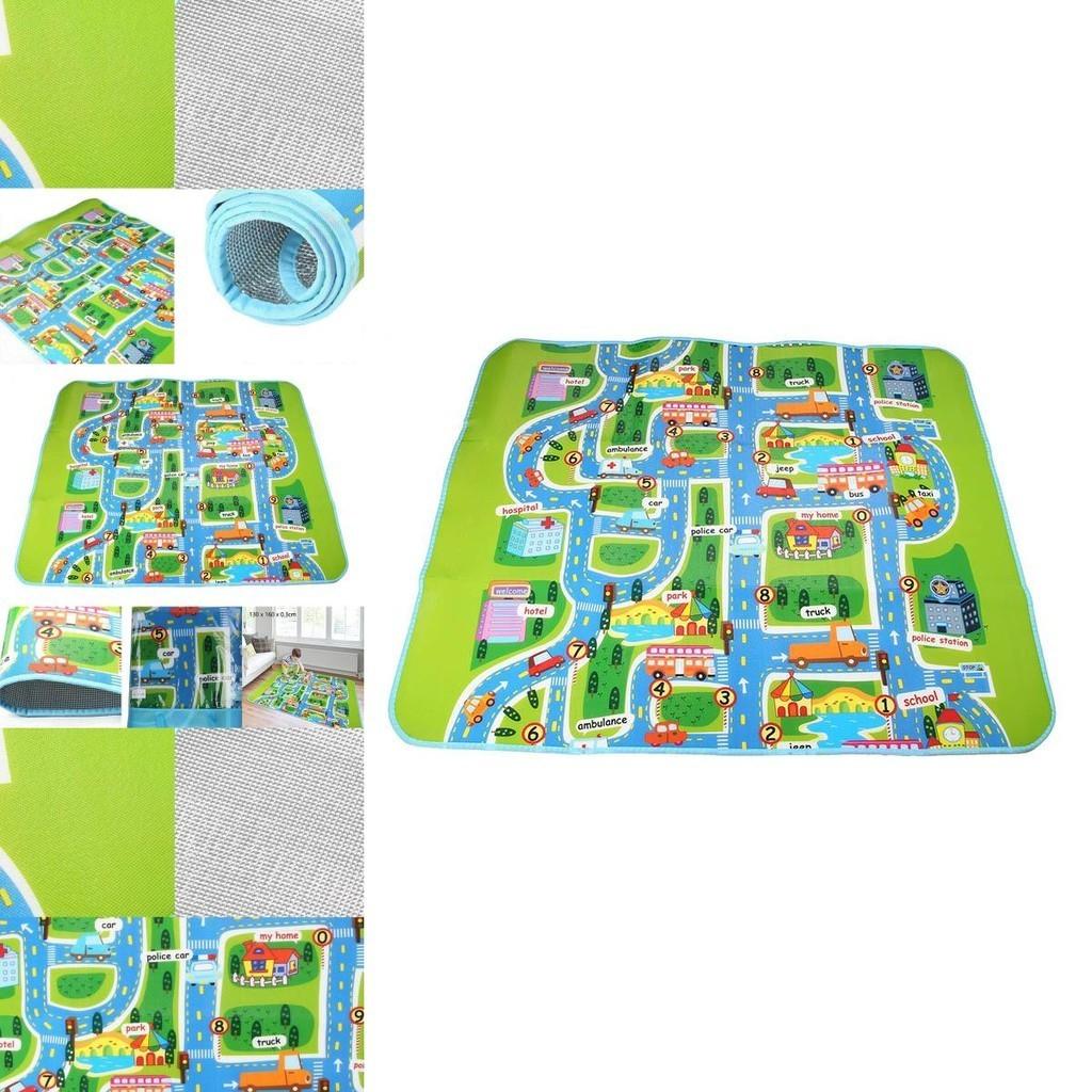 Colorful Children's Road Map Kids Play Mat Ideal For Race Car Fun In Nursery