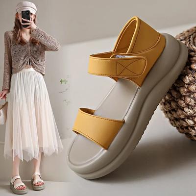 Fashion 2025 Summer New Retro Fashion Round Head Open Toe Sexy Thick Bottom Simple and Versatile Comfortable Casual Women's Sandals