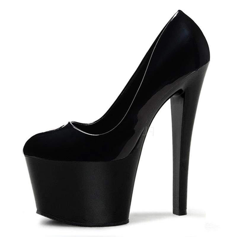 FLY-2025 Summer New 17cm Stiletto High Heels, Shallow Patent Leather Round Head Single Shoes