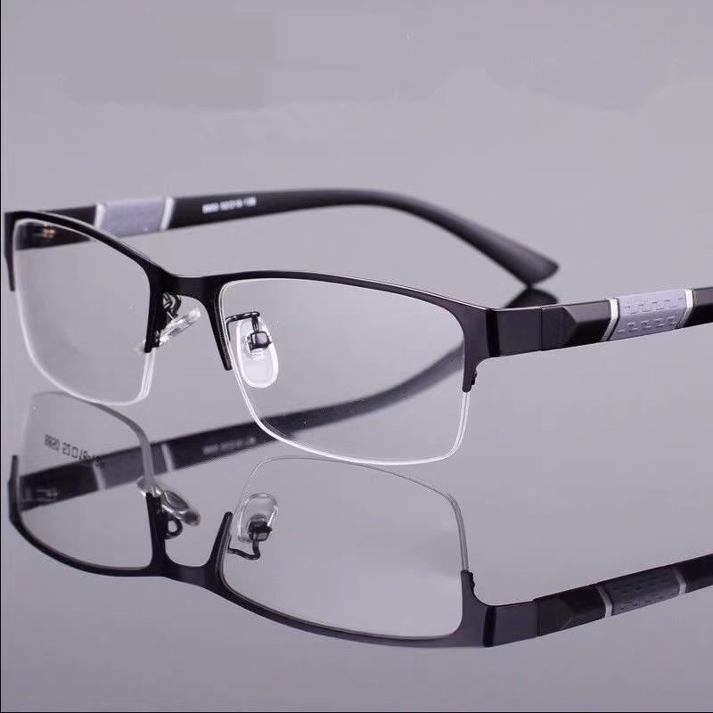 

Men s Stylish Half-Rim High-Definition Reading Glasses with Anti-Fatigue & Blue Light Protection for Seniors - Square Frame, Plain Lens Reading 300