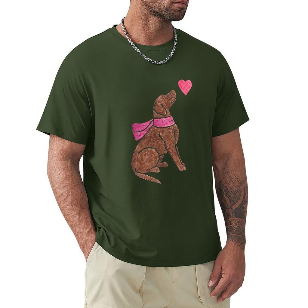 Watercolour Curly-coated Retriever T-Shirt Blue Archive Oversized Fitted T Shirts for Men