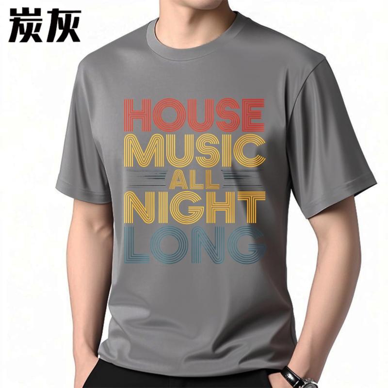 Mens tshirt Cotton Shirt Big Size Summer For Man T Shirt House Music All Night Short Sleeve Cotton Crew Neck Tees