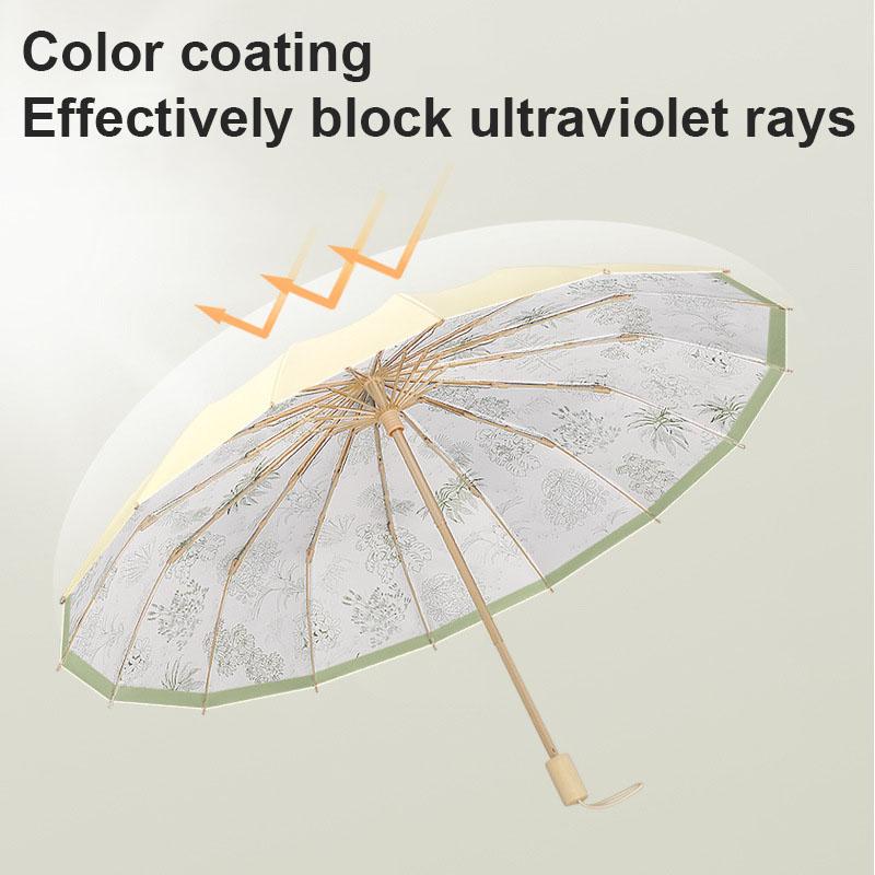 Luxury 16 Ribs Color Coating Umbrella Anti UV Girl Paraguas Sun Umbrella Rain Windproof 3 Folding Portable Umbrellas For Women