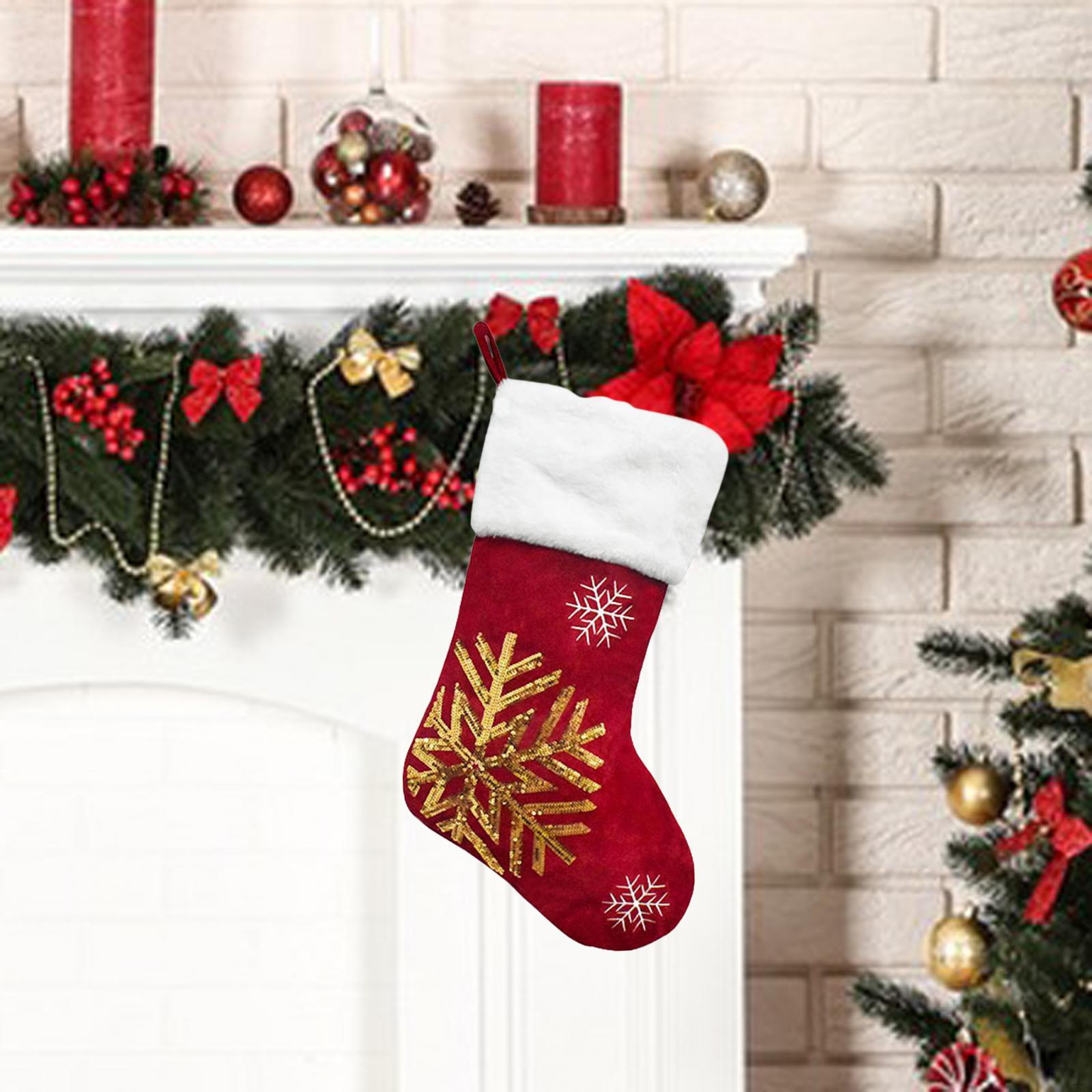 

Christmas Hanging Stockings, Xmas Fireplace Socks, Tree Decoration for Bedroom Snowflake