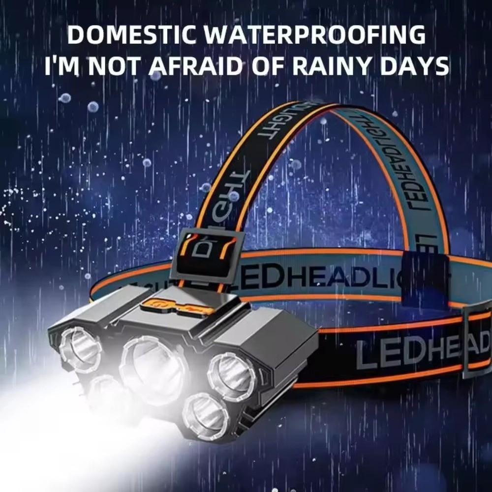 Portable 5 Led Strong Headlight USB Rechargeable Camping Flashlight New LED Headlamp Outdoor