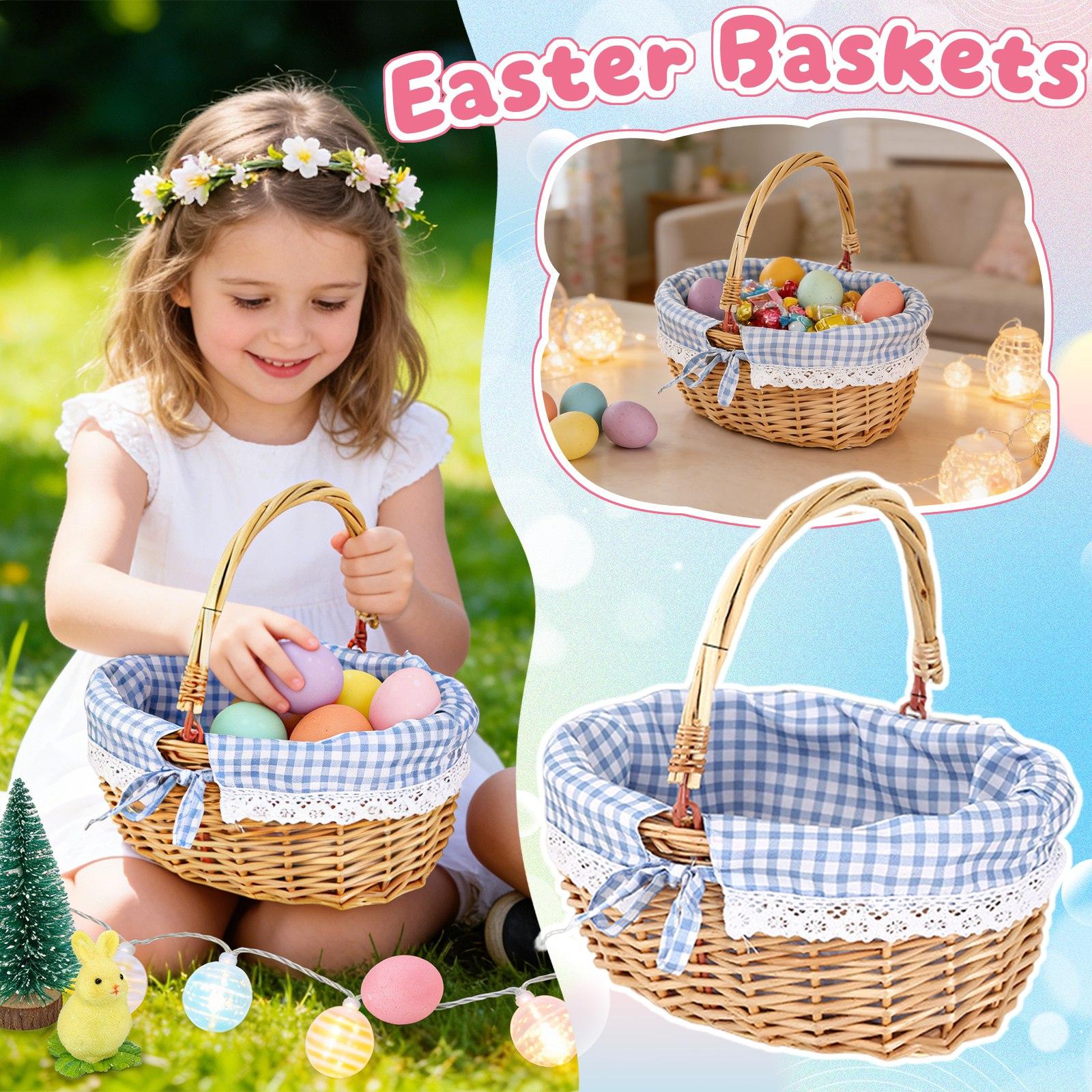 

Woven Basket, Handcrafted Storage Basket With Handles And Linen, Multifunctional Bread And Fruit Container, Ideal For Family Gatherings One Size