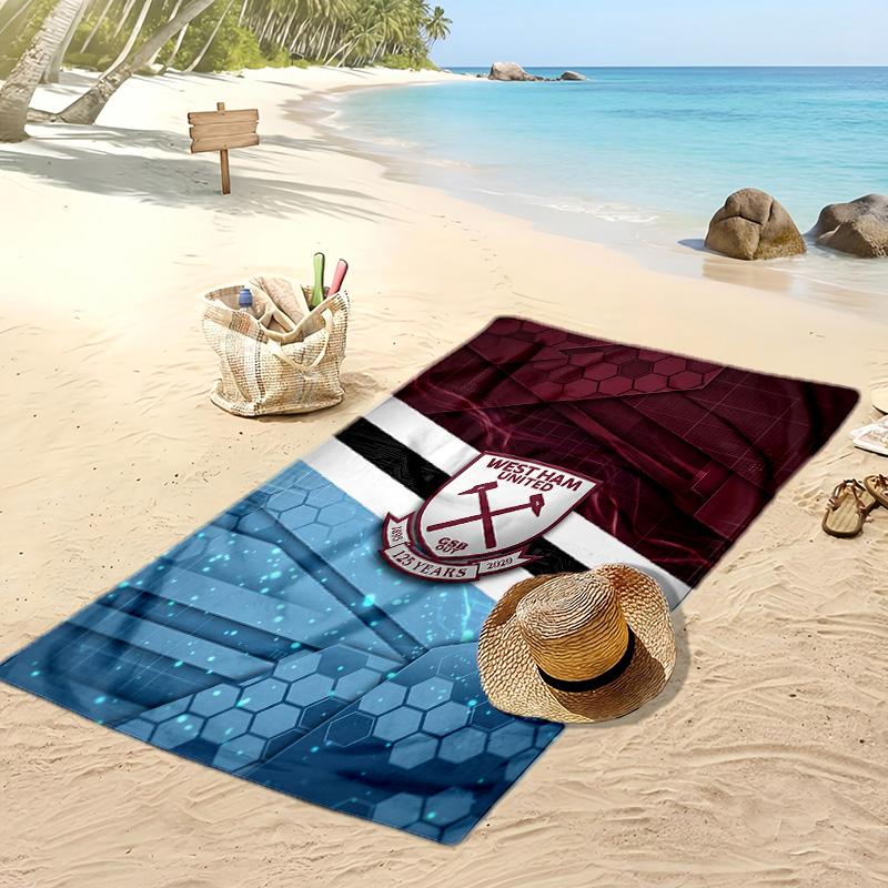 West Ham United Fußball-Print Strandtuch, Großes Weiches Schnelltrocknendes Handtuch für Strand Camping Schwimmen