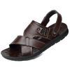 Men's sandals men's outer wear 2025 summer new leather beach shoes dual-purpose sandals breathable cowhide dad shoes