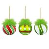 2.4 Inch Christmas Ball Ornaments with Fuzzy Green Hair Glittering Hanging Furry Elf Ball Decoration Red Green Plastic Ball Ornament for Xmas Tree