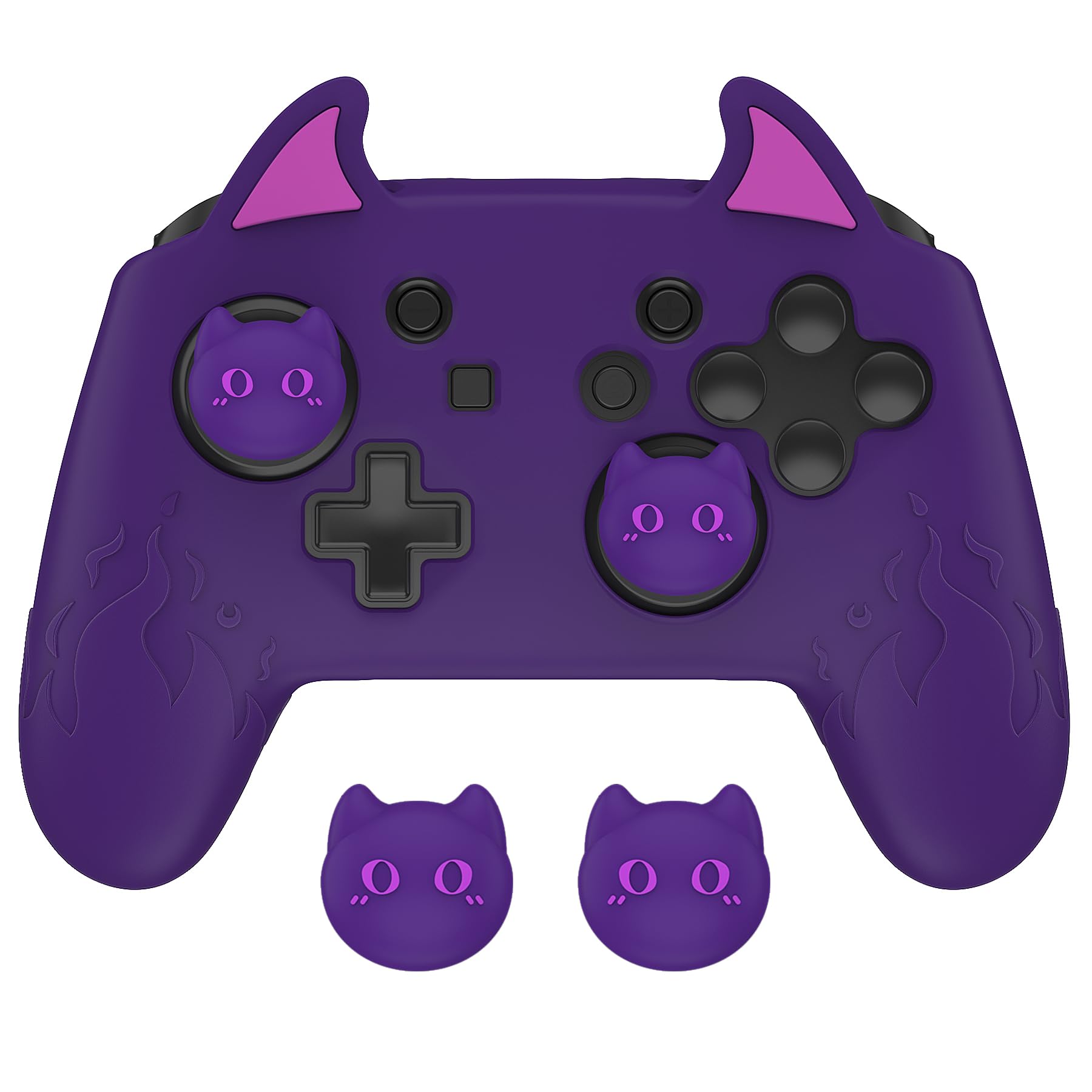 

Силиконовый чехол PlayVital Cute Demon для контроллера Nintendo Switch Pro, колпачок джойстика и наклейка-уплотнитель в комплекте [фиолетовый] фиолетовый