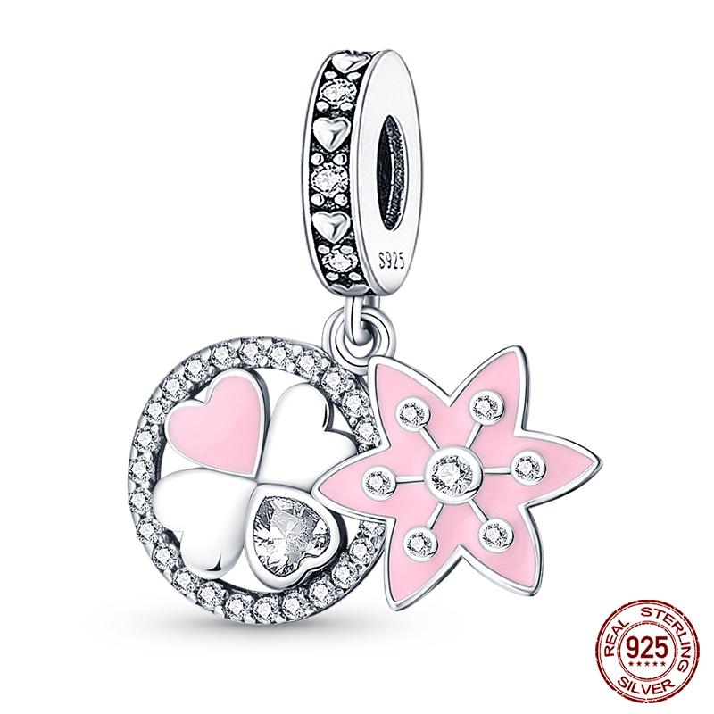 925 Lucky Clover Charm Beads Fit 3mm Sterling Silver Bracelet DIY Ladies Birthday Gift