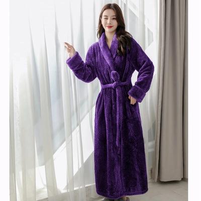 Winter Warm Coral Velvet Kimono Robe Women's Nightgown Pajamas Pajamas Long Bathrobe Intimate Underwear New Home Clothes