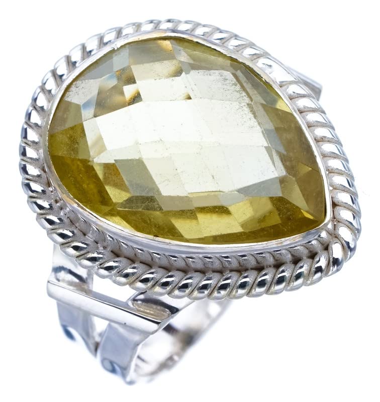 

StarGems® Natural Green Amethyst Handmade 925 Sterling Silver Ring 6.75 F0369