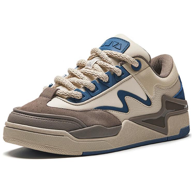 New Anta Non Slip Wear Resistant Shock Absorption Low Top Skateboard Shoes Men's Beige Brown Blue 112448081-3