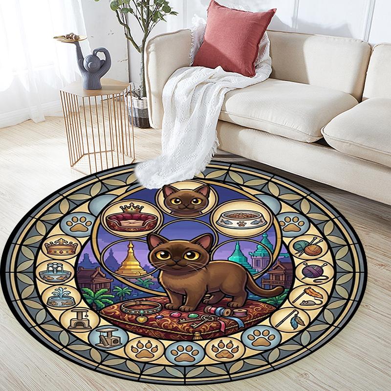 Royal Cats Kingdom Round Area Rug Under Office Chairs Bedroom Living Room Home Decor