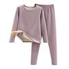 2 pezzi/set invernale top pantaloni set spesso peluche scollo rotondo manica lunga elastico in vita caldo morbido antifreddo pigiama set biancheria intima termica
