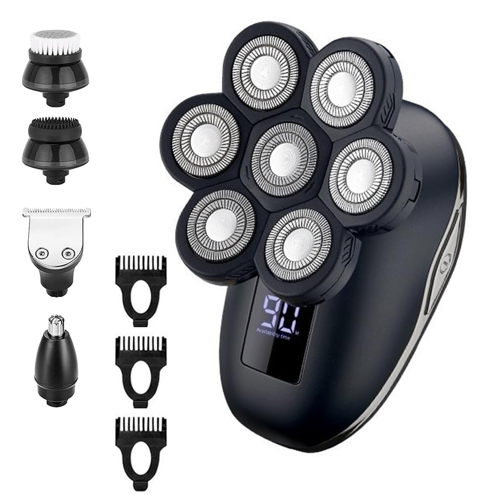 

Электробритва Головка бритвы 7 лезвий 5 в 1 Набор USB зарядка Микро интерфейс LED ЖК-дисплей Умный дорожный замок для всего тела Водонепроницаемая моющаяся бритва для лысого