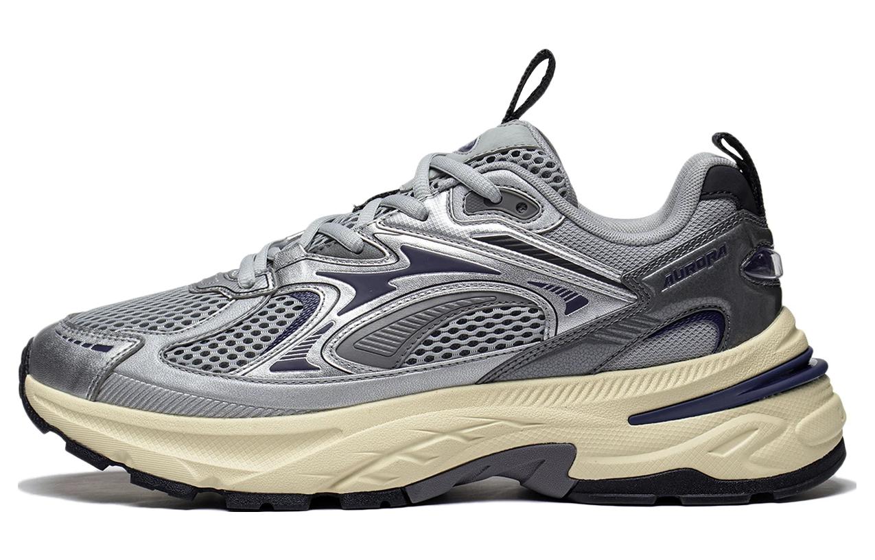 Li Ning Aurora 2K Износостойкие Низкие Повседневные Кроссовки Мужские Серый Бежевый AGCT107-4 39.5