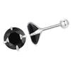 Black Crystal Silver Screw-on Stud Earrings, Size L