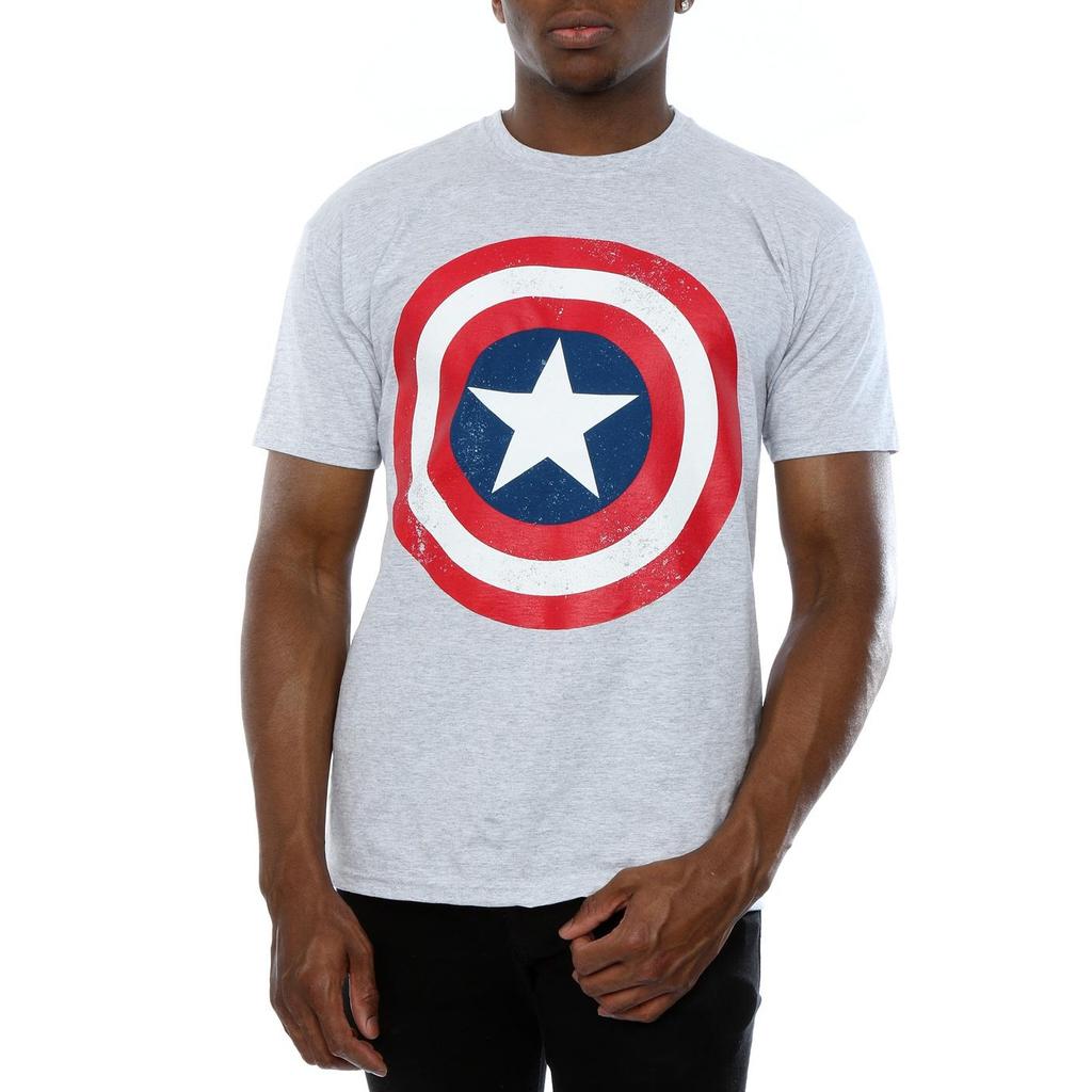 Marvel Mens Captain America Distressed Shield T-Shirt