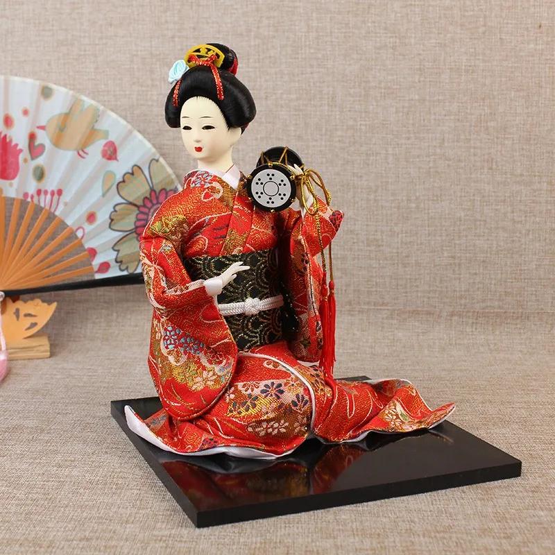 Japanese Kimono Geisha Doll Silk Figure Sitting Posture Style 14inch Japanese Cuisine Decoration Hotel Supplies New Year Gift
