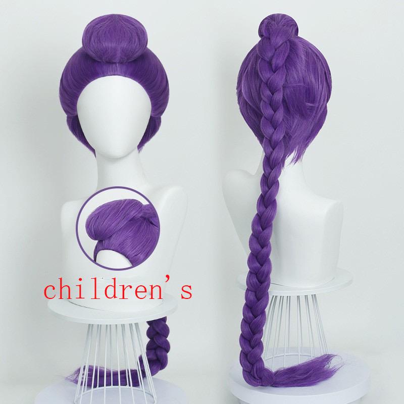 Rumi Cosplay Synthetische Pruik Vooraf Gevlochten Paars Vrouw Hai Kinderen volwassenenCosplay Pluizige Yaki Paardenstaart Anime Hittebestendige Pruiken white