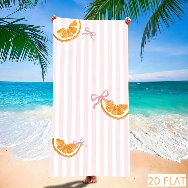 Pink Lemonade Beach Towel - Super Absorbent Quick Dry Microfiber With Cute Citrus & Bow Print Soft Sand-Free Blanket For Picnic