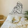 Metal Wall Art Lady with Cat Simple Line Design Living Room Decor Indoor Gift Wedding Holiday Home