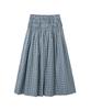 Lense Smocked Shirring Skirt Blue Check