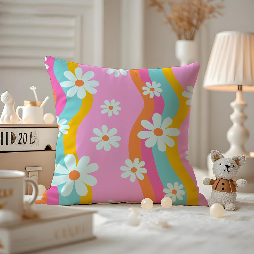 Romantisches Gänseblümchen-Frühlingskissenbezugmuster Bedruckter Kissenbezug für Wohnzimmersofa Kissenbezug & Schlafzimmerdeko