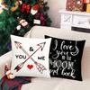 Valentine's Day Letters Black and White Cotton Linen Super Soft Peach Leather Velvet Pillowcase Sofa Home Cushion Cover