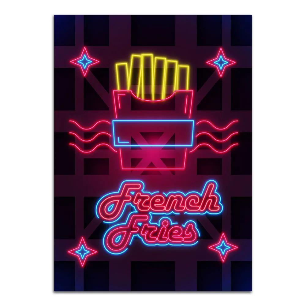 Neon Sign Art Tacos Ramen Food Poster Print Hot Dog Fries Burger Canvas Painting Modern Home Decor Picture For Kitchen Frameless