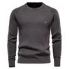 Men’s Euro Fit Solid Plaid Pullover Knit Long Sleeves Long Sleeves