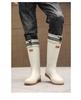 Men's High-Top Waterproof Non-Slip Rain Boots with Drawstring Long Tube Style