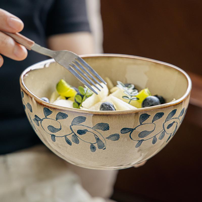 Beautiful Bowl Medieval Brunch Bowl Irregular Noodle Bowl Fruit Bowl Thickened Ceramic Rice Bowl Outlet