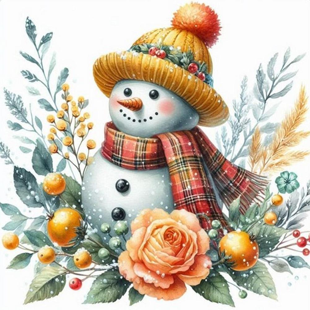 

5D-Diamantgemälde zum Selbermachen runder Bohrer Schneemann Weihnachtsdekoration
