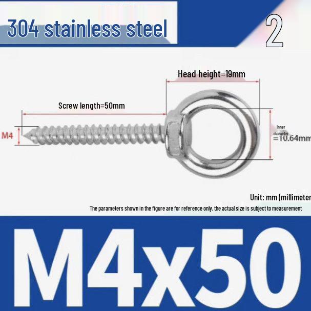 304 Stainless Steel Self-Tapping Eye Bolt with Ring Screw Hook