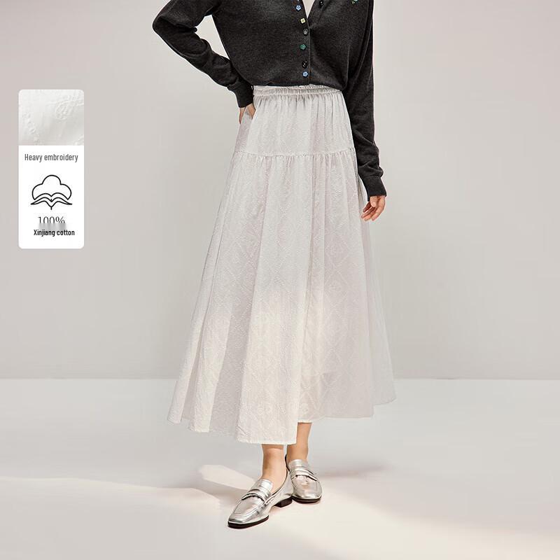 

INMAN Embroidered A-Line Midi Skirt S