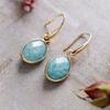 Luxury New Natural Stone Crystal Geometric Earrings Ear Hook Earrings Europe, America, Japan and Korea Simple Design Real Gold Plated Popular Jewelry